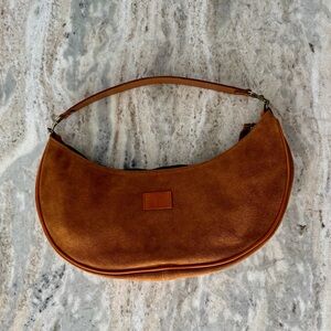 RARE Parker Thatch Luna Caramel Brown Suede Bag